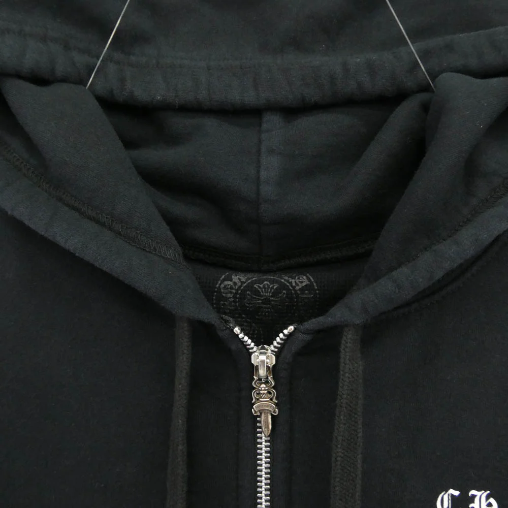 CHROME HEARTS クロムハーツ(原本無) SWTSHRT HD ZIP 裏地サーマル 袖ロゴ アームロゴプリント ジップアップ パーカー 黒 ブラック系 M【中古】 - Image 3