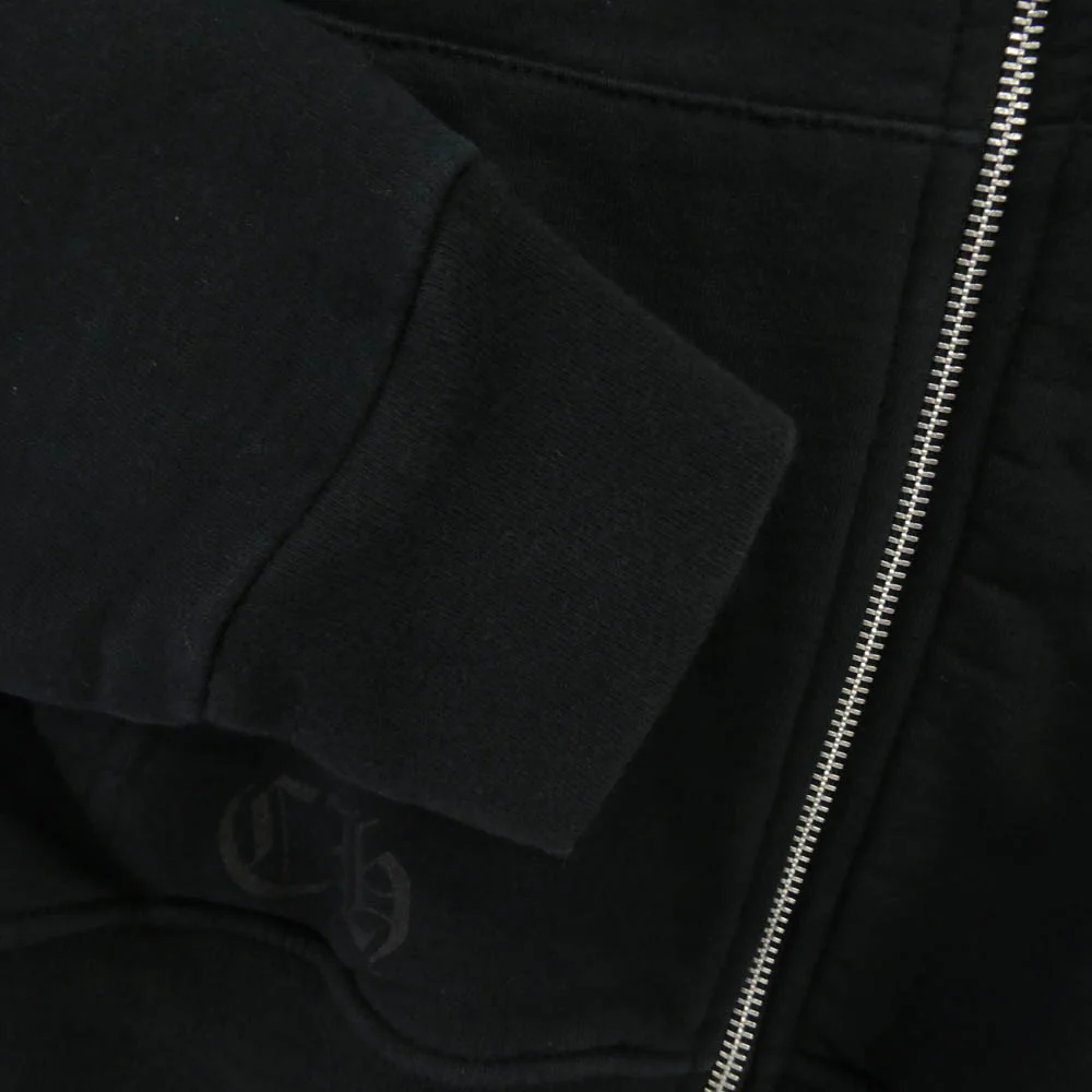 CHROME HEARTS クロムハーツ(原本無) SWTSHRT HD ZIP 裏地サーマル 袖ロゴ アームロゴプリント ジップアップ パーカー 黒 ブラック系 M【中古】 - Image 4