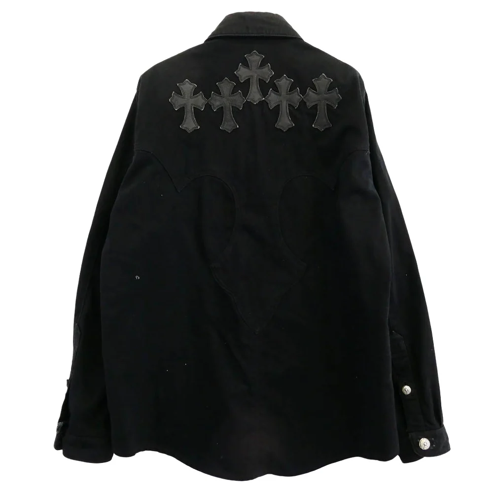 CHROME HEARTS クロムハーツ（原本無） セメタリークロスパッチ バックフレアニー ウエスタン デニムジャケット ブラック系 シルバー系 M【中古】 - Image 2