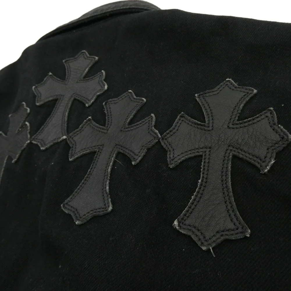 CHROME HEARTS クロムハーツ（原本無） セメタリークロスパッチ バックフレアニー ウエスタン デニムジャケット ブラック系 シルバー系 M【中古】 - Image 7
