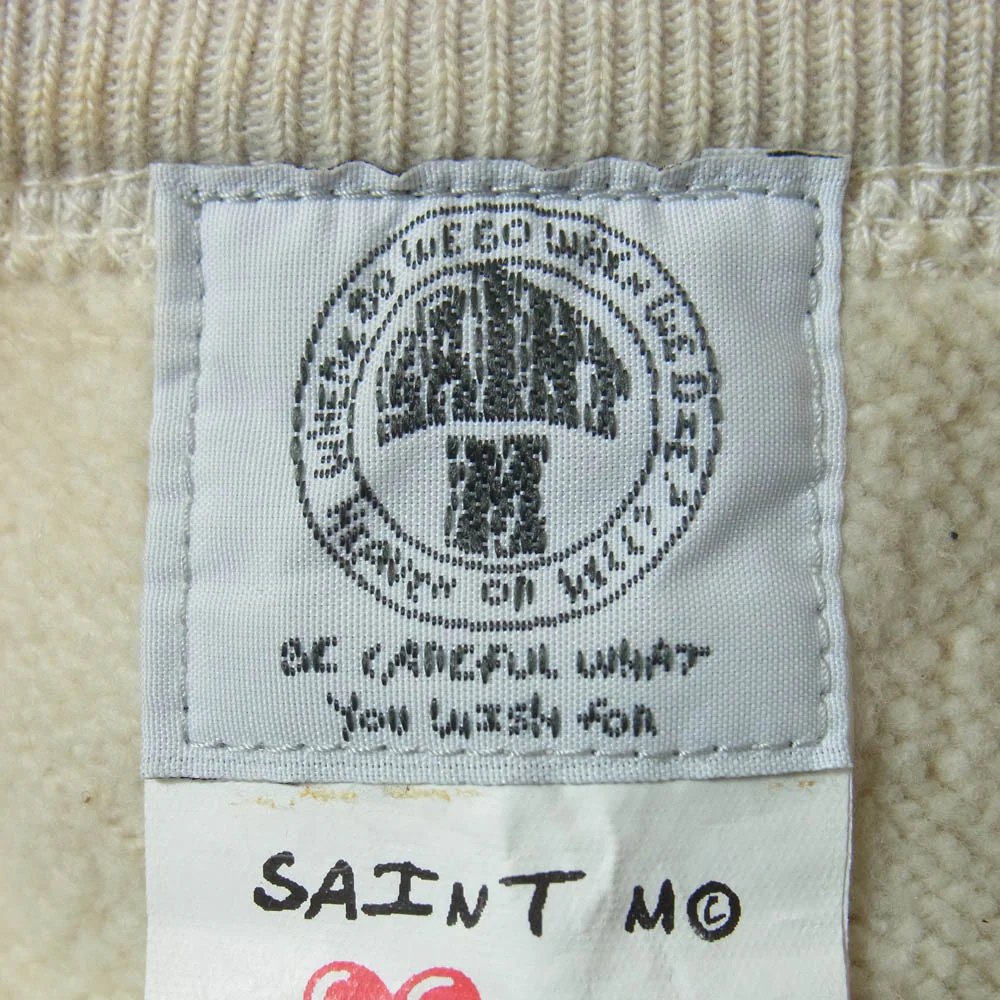 SAINT MICHAEL セントマイケル 21AW EU-A21-0000-052 EMOTIONALLY UNAVAILABLE S/S Sweat ウォッシュ加工 ロゴプリント 半袖 スウェットシャツ ベージュ系 XL【中古】 - Image 4