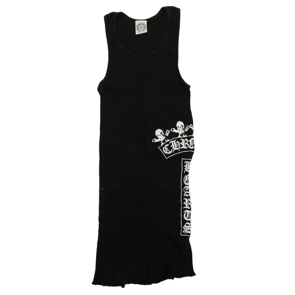 CHROME HEARTS クロムハーツ（原本無） RIB TANK FOTI フォティ サイドロゴプリント タンクトップ ノースリーブ ブラック系 S【中古】