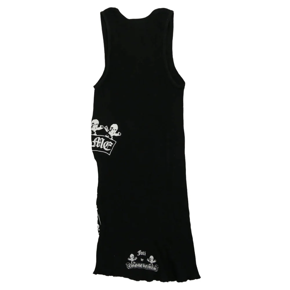 CHROME HEARTS クロムハーツ（原本無） RIB TANK FOTI フォティ サイドロゴプリント タンクトップ ノースリーブ ブラック系 S【中古】 - Image 2