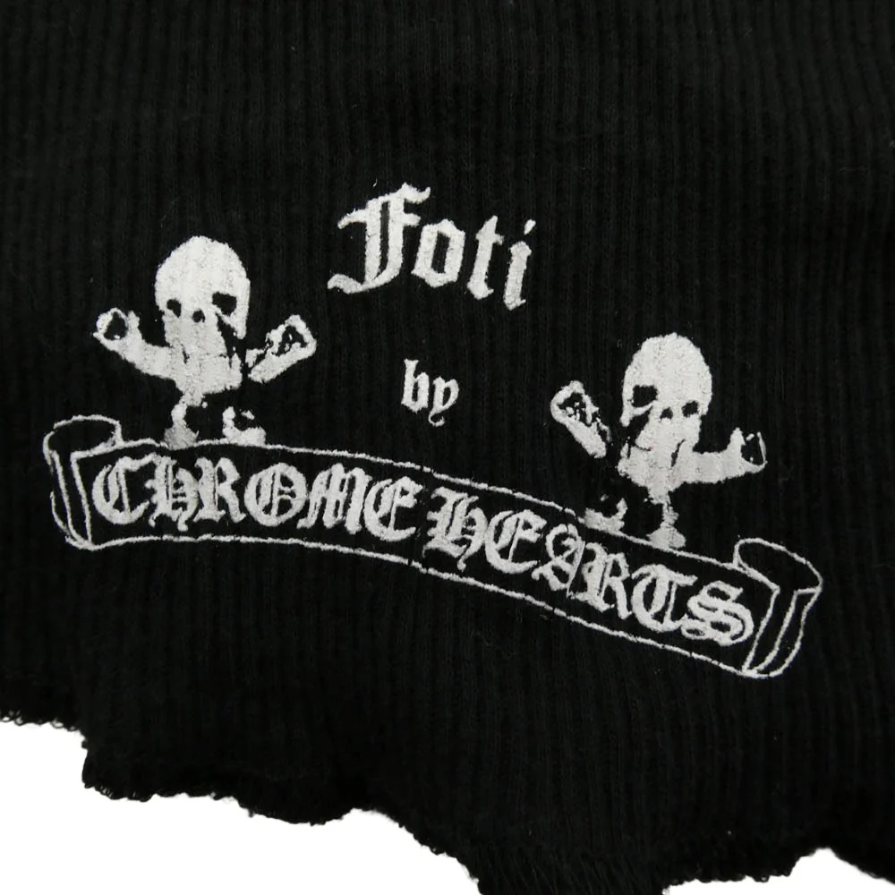 CHROME HEARTS クロムハーツ（原本無） RIB TANK FOTI フォティ サイドロゴプリント タンクトップ ノースリーブ ブラック系 S【中古】 - Image 4