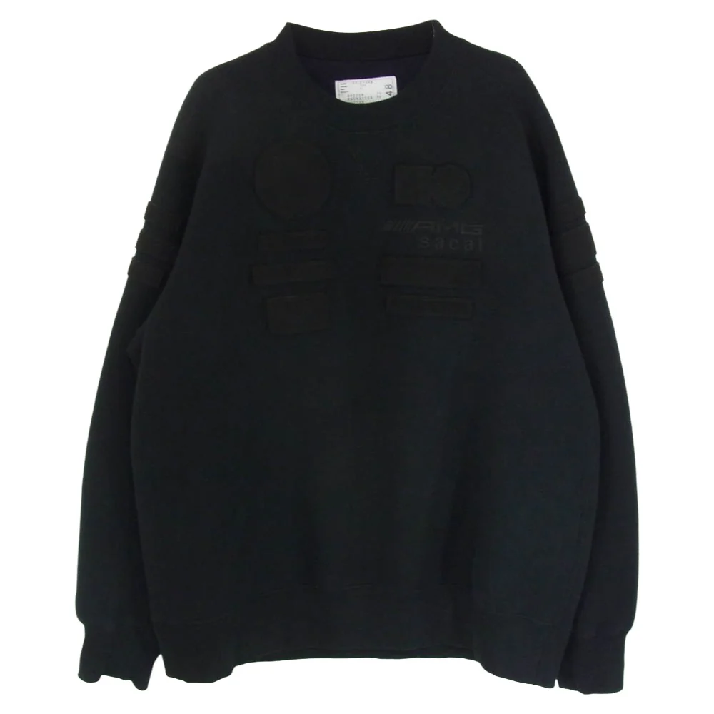 Sacai サカイ 23-0748S × MERCEDES AMG ワッペン ロゴ刺繍 スウェット トレーナー ブラック系 2【中古】