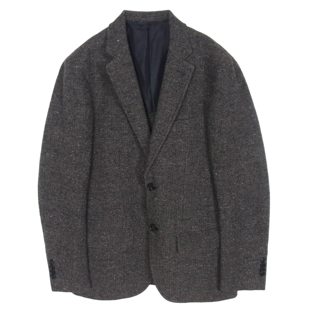 UNITED ARROWS ユナイテッドアローズ 1122-110-4447 ヘリンボーン ツイード 2B テーラード ジャケット ダークブラウン系 44【中古】
