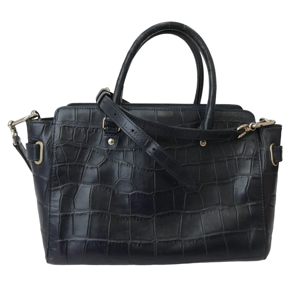 COACH コーチ K1623-F55876 キャリーオール クロコ型押し 2WAY ハンド ショルダー バッグ ネイビー系【中古】 - Image 2