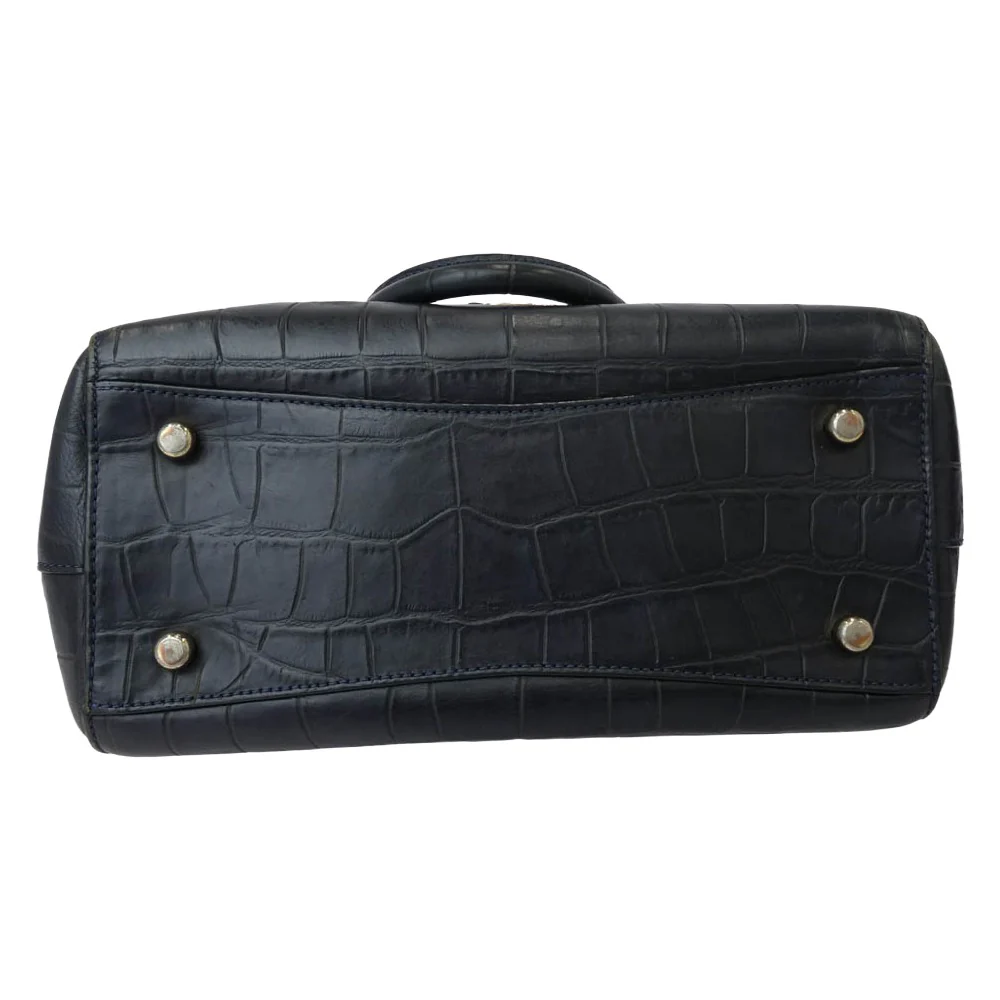 COACH コーチ K1623-F55876 キャリーオール クロコ型押し 2WAY ハンド ショルダー バッグ ネイビー系【中古】 - Image 4