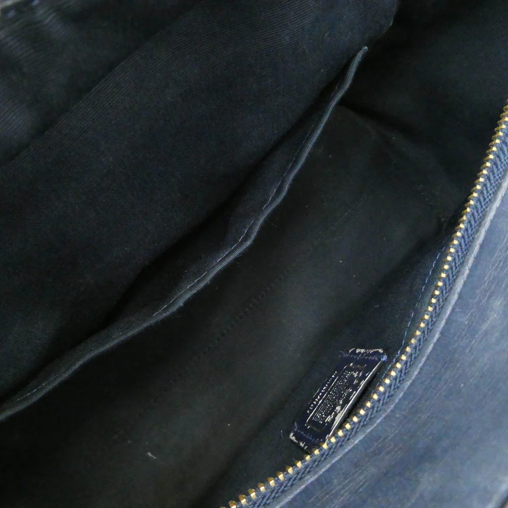 COACH コーチ K1623-F55876 キャリーオール クロコ型押し 2WAY ハンド ショルダー バッグ ネイビー系【中古】 - Image 5