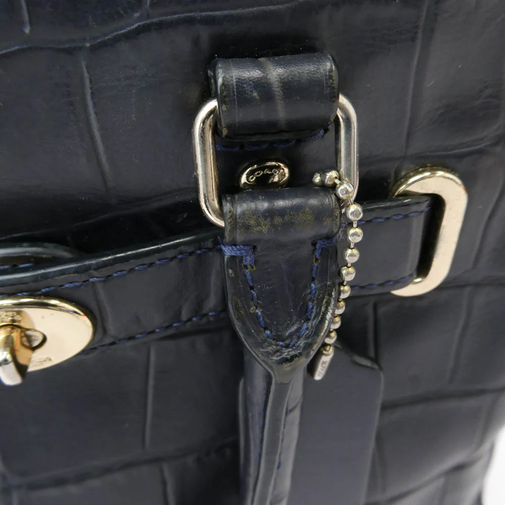 COACH コーチ K1623-F55876 キャリーオール クロコ型押し 2WAY ハンド ショルダー バッグ ネイビー系【中古】 - Image 7