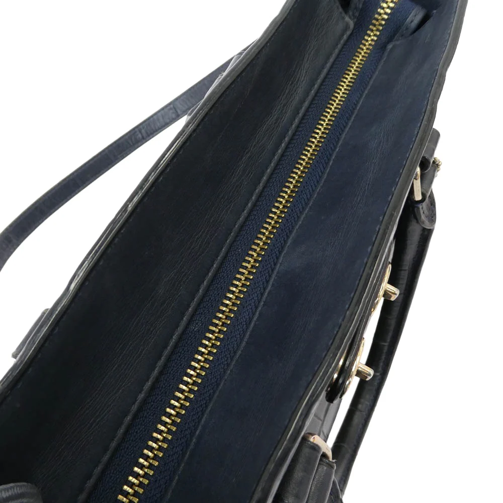 COACH コーチ K1623-F55876 キャリーオール クロコ型押し 2WAY ハンド ショルダー バッグ ネイビー系【中古】 - Image 8