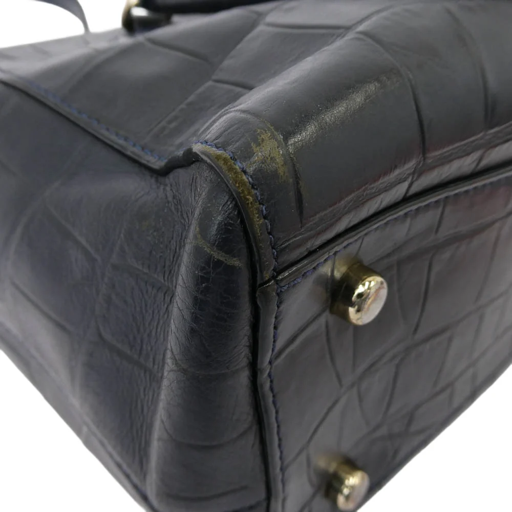COACH コーチ K1623-F55876 キャリーオール クロコ型押し 2WAY ハンド ショルダー バッグ ネイビー系【中古】 - Image 9