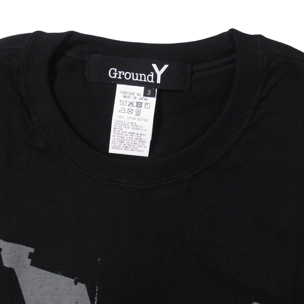 Yohji Yamamoto ヨウジヤマモト GL-T76-070 Ground Y グラウンドワイ COTTON JERSEY LOGO GRAPHIC T-SHIRT コットンジャージー グラフィック プリント 半袖 Tシャツ カットソー ブラック系 3【美品】【中古】 - Image 3