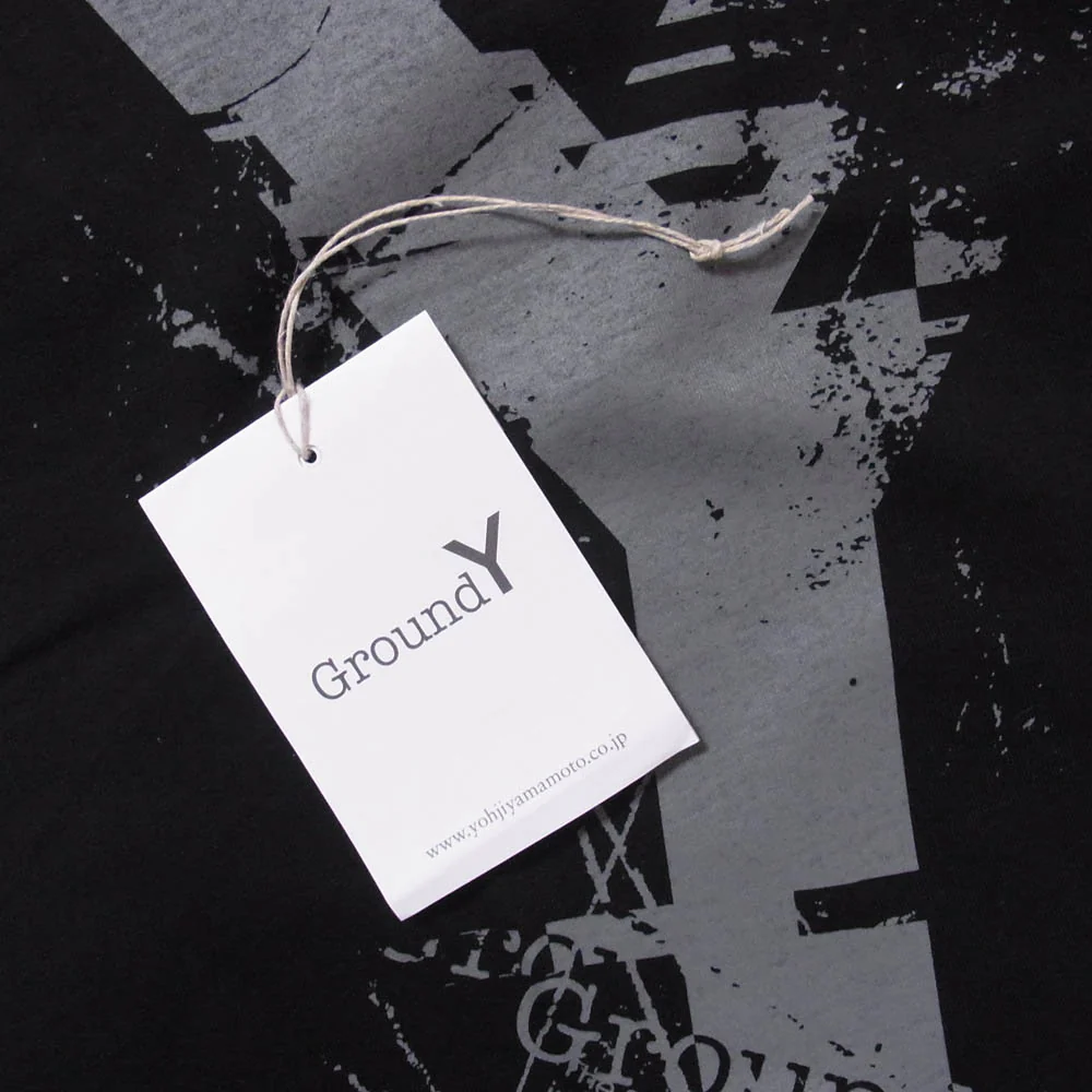 Yohji Yamamoto ヨウジヤマモト GL-T76-070 Ground Y グラウンドワイ COTTON JERSEY LOGO GRAPHIC T-SHIRT コットンジャージー グラフィック プリント 半袖 Tシャツ カットソー ブラック系 3【美品】【中古】 - Image 4
