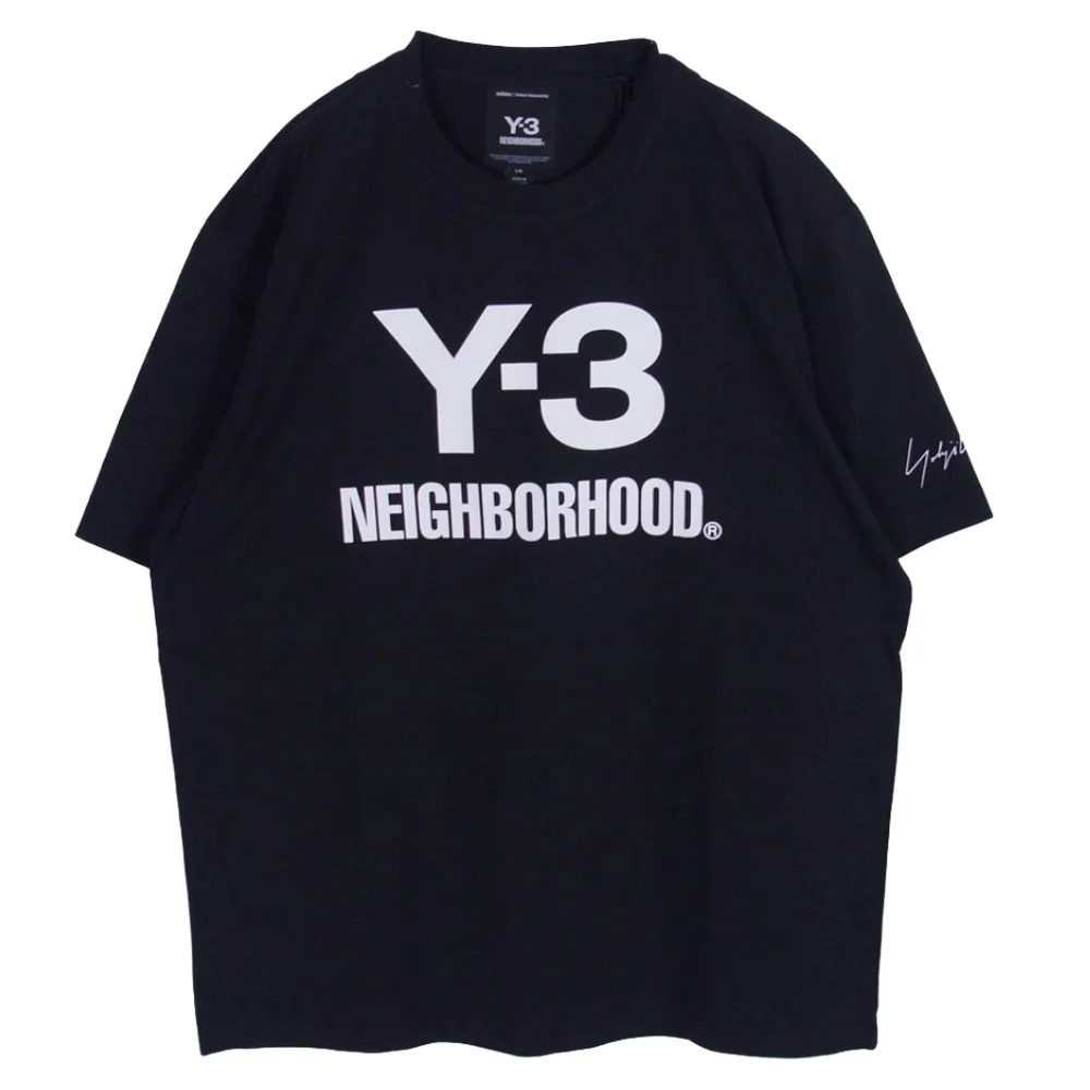 Y-3 Yohji Yamamoto ワイスリー ヨウジヤマモト 25AW JW6999 LOGO TEE Wネーム ロゴプリント クルーネック 半袖 Tシャツ カットソー ブラック系 L【極上美品】【中古】