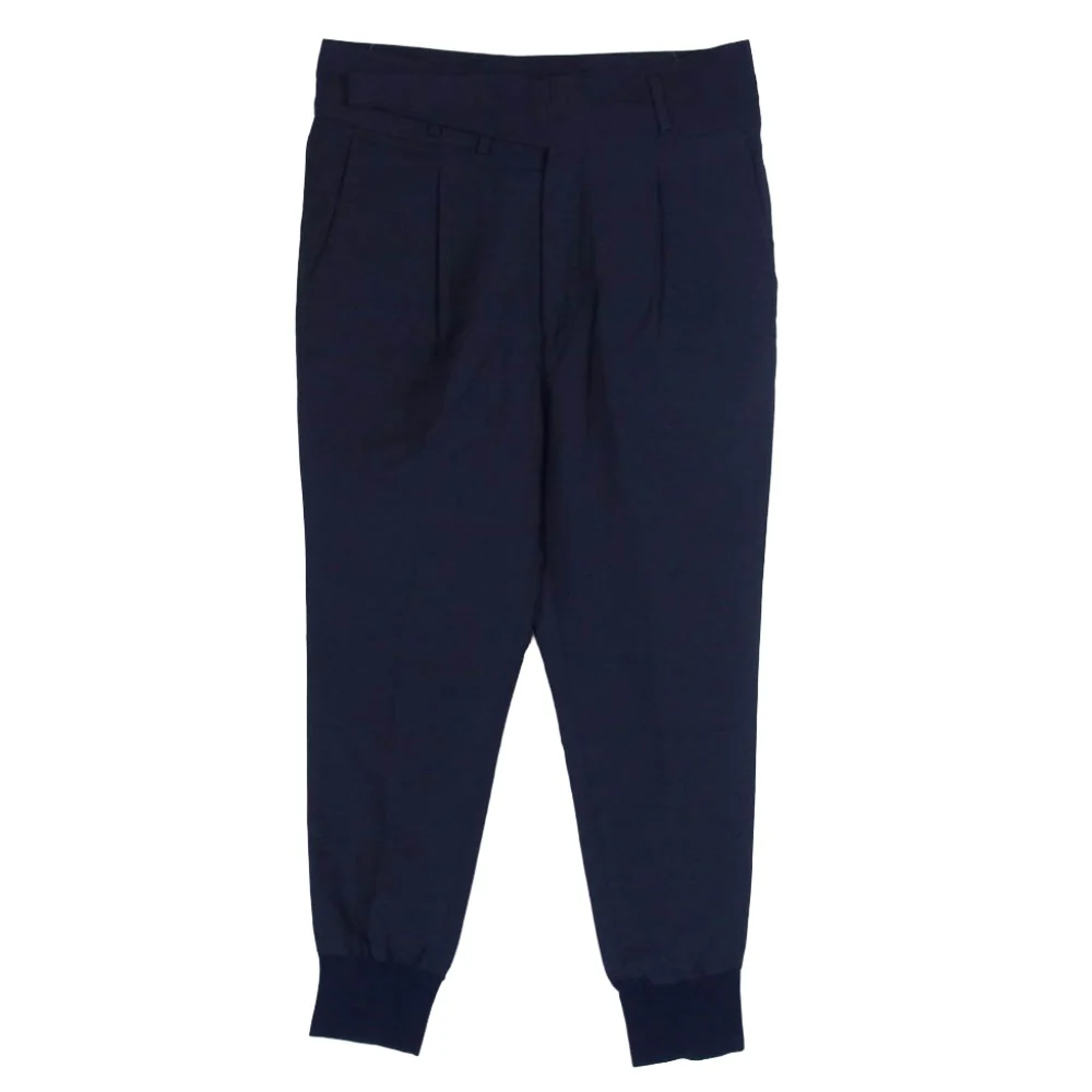Paul Smith ポール・スミス PM-HS-48040 タック テーパード リブパンツ ネイビー系 M【中古】
