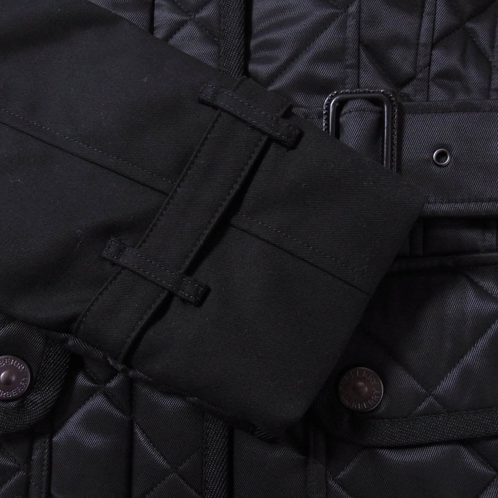 BURBERRY LONDON バーバリー ロンドン 8038326 2021 Future Archive カプセルコレクション 裏地ノバチェック 襟コーデュロイ キルティング切替 ベルテッド ハーフコート ジャケット ブラック系 40【中古】 - Image 4