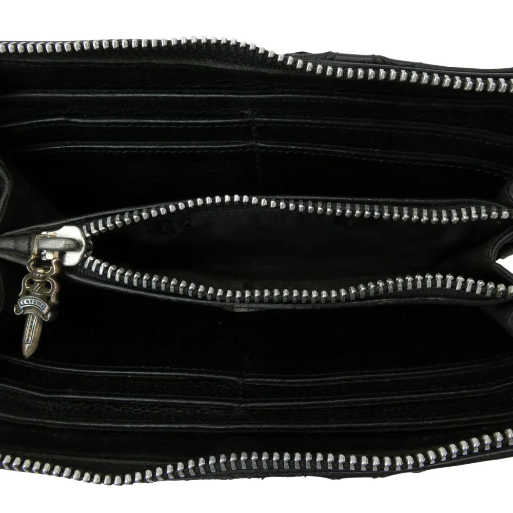 CHROME HEARTS クロムハーツ(原本無) ブラックシンフォニー証明書付属 REC F ZIP QUILTED セメタリークロスパッチ キルティング レザー ロングウォレット 長財布 ブラック系【中古】 - Image 4