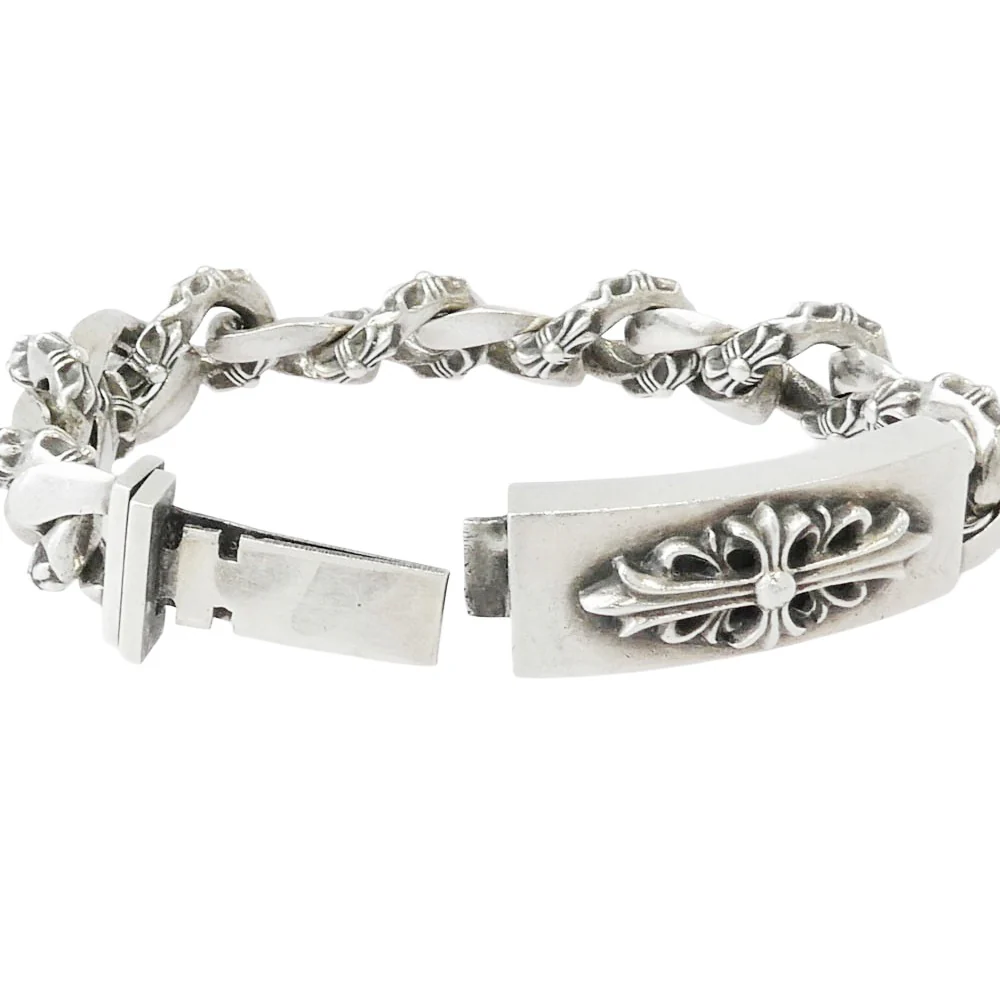 CHROME HEARTS クロムハーツ(原本無) 13LINK ID FLORAL CRS 13リンク フローラルIDファンシー ブレスレット シルバー系【中古】 - Image 5