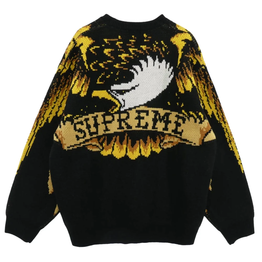 Supreme シュプリーム 25AW アンタイヒーロー Sweater ニット イーグル クルーネック セーター ブラック系 イエロー系 M【中古】 - Image 2