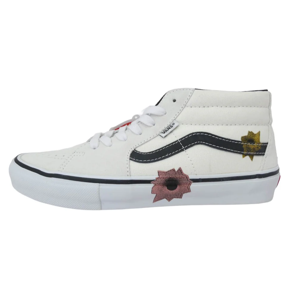Supreme シュプリーム 25SS VN0A5KS1CRM x Nate Lowman Skate Grosso Mid Bullet Hole Natural ネイトローマン スケート グロッソ ミッド スニーカー アイボリー系 27.5cm【極上美品】【中古】