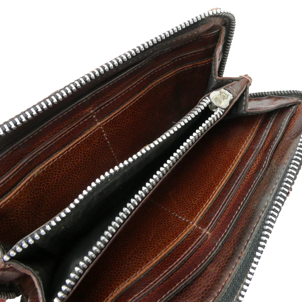 CHROME HEARTS クロムハーツ（原本無） REC F ZIP 3 セメタリー クロスパッチ ラウンドファスナー ウォレット ダークブラウン系【中古】 - Image 5