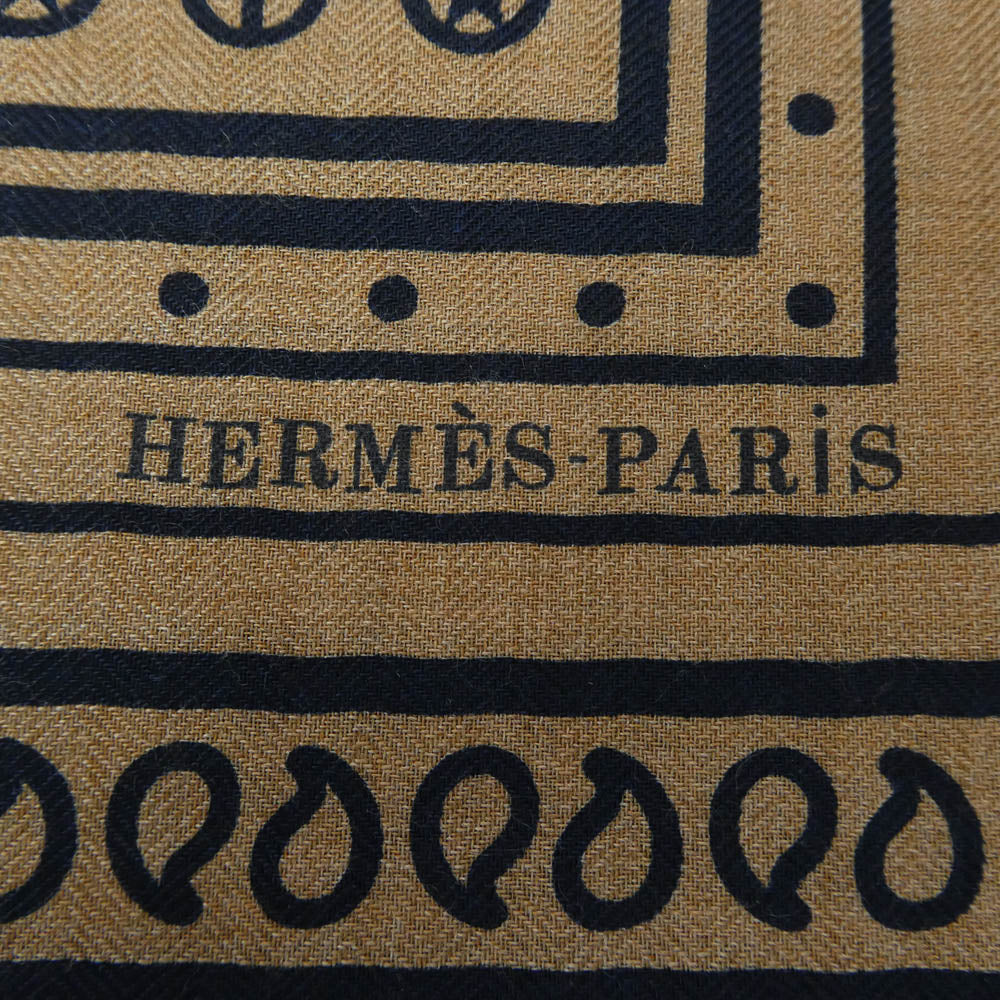 HERMES エルメス カレジェアン 船乗りのタトゥー・バンダナ カシミヤ シルク スカーフ ネイビー系 ライトブラウン系【新古品】【未使用】【中古】 - Image 7