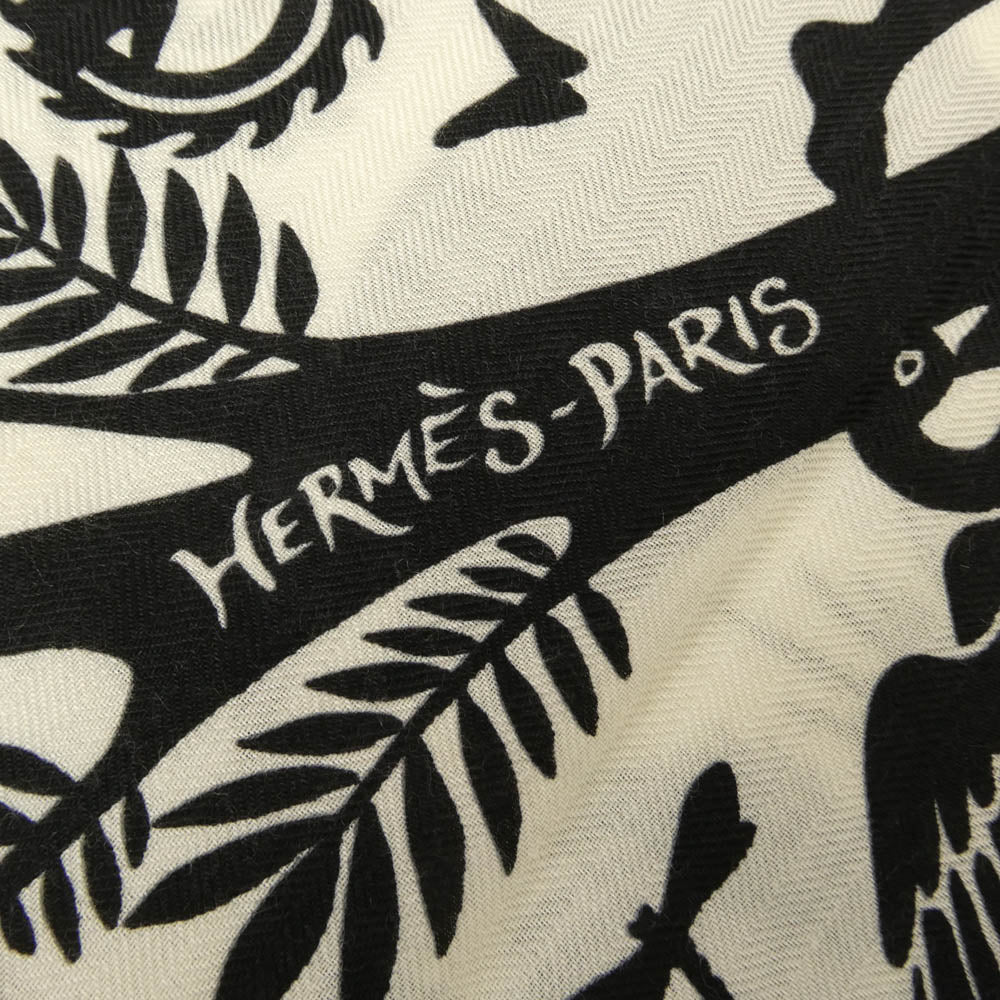 HERMES エルメス カレジェアン オルフェウスの魅力に誘われて カシミヤ シルク スカーフ ブラック系 アイボリー系【新古品】【未使用】【中古】 - Image 7
