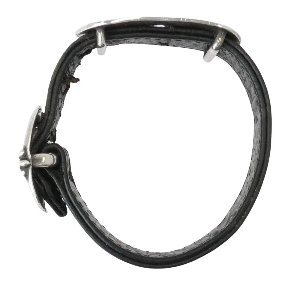 CHROME HEARTS クロムハーツ（原本無） GUNSLINGER CUT OUT カットアウト クロスドッグタグ ガンスリンガー レザー ブレスレット ブラック系 シルバー系 9【中古】 - Image 4