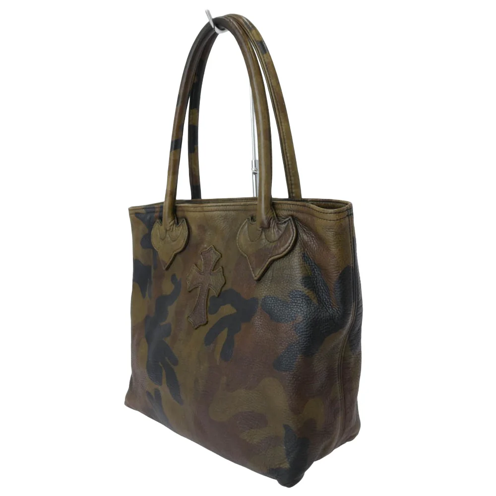CHROME HEARTS クロムハーツ(原本無) FS TOTE FSトート クロスパッチ付き レザートートバッグ カモフラ カモフラージュ系【中古】 - Image 4