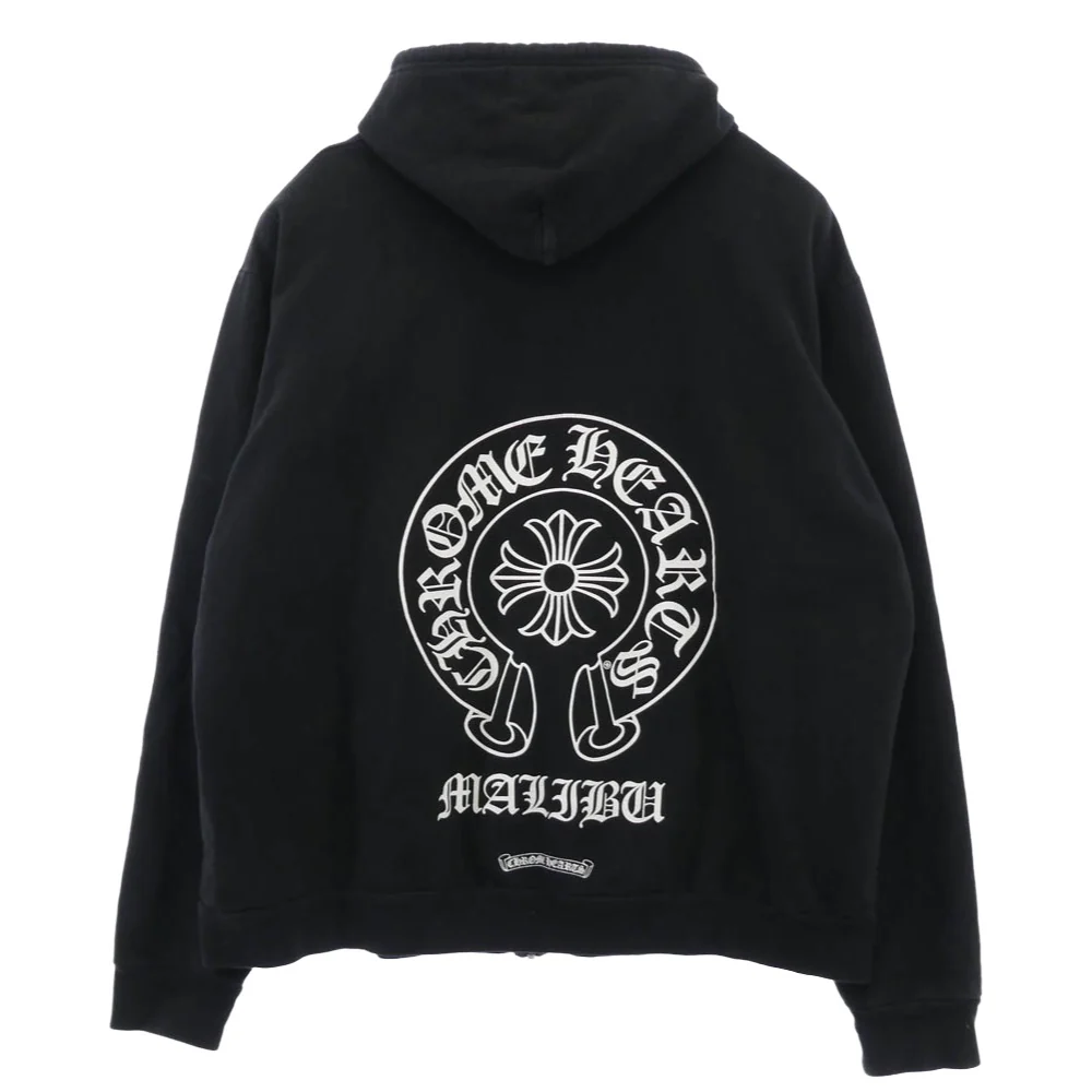 CHROME HEARTS クロムハーツ（原本無） MALIBU SWTSHRT PLVR マリブ限定 バックホースシュープリント ジップ パーカー ブラック系 XL【中古】 - Image 2